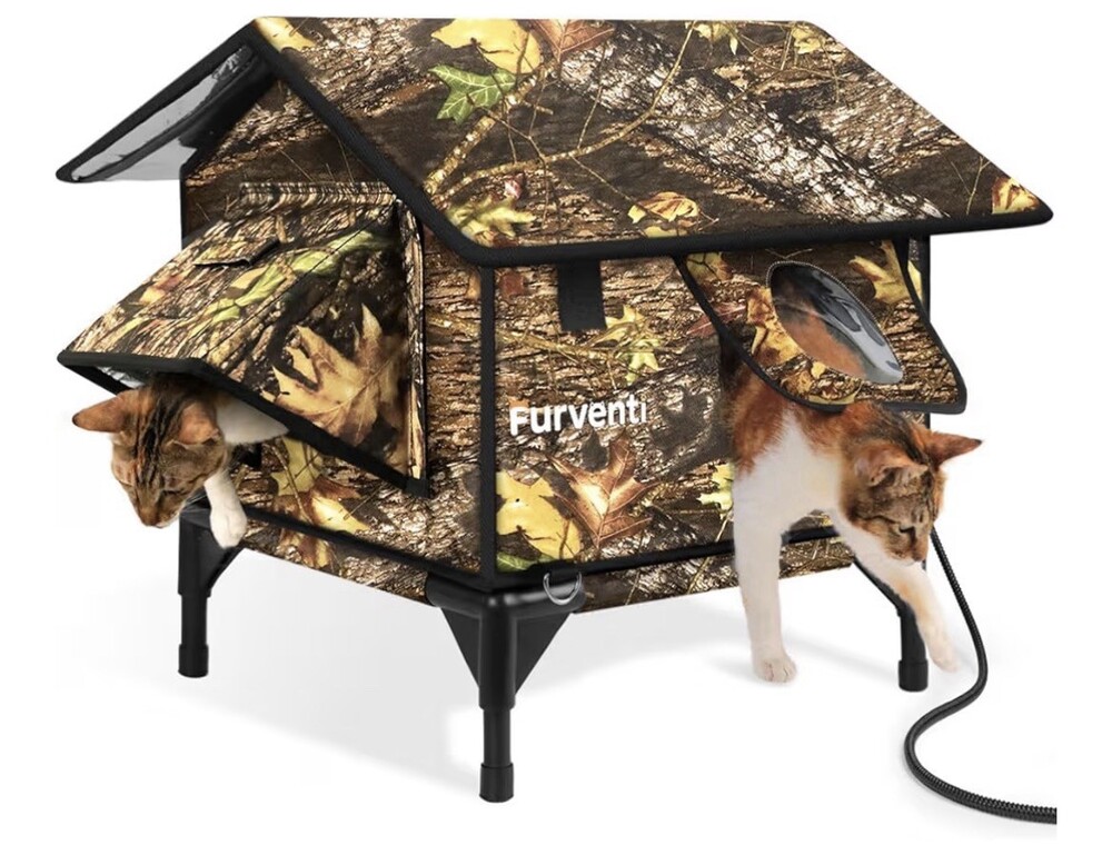 Heated Cat House Outside,Extremely Weatherproof&Insulated in Winter,Elevated
